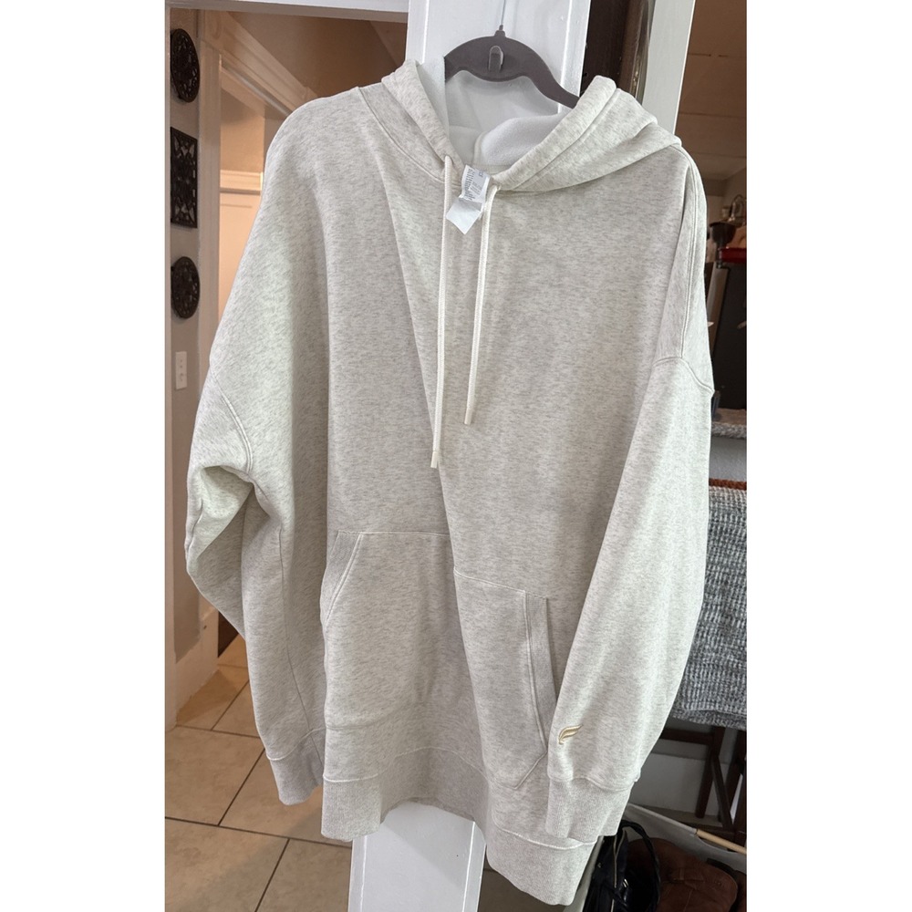FABLETICS Hooded Top Oversized Long Tunic Drawstring Long Sleeve XXL Oatmeal